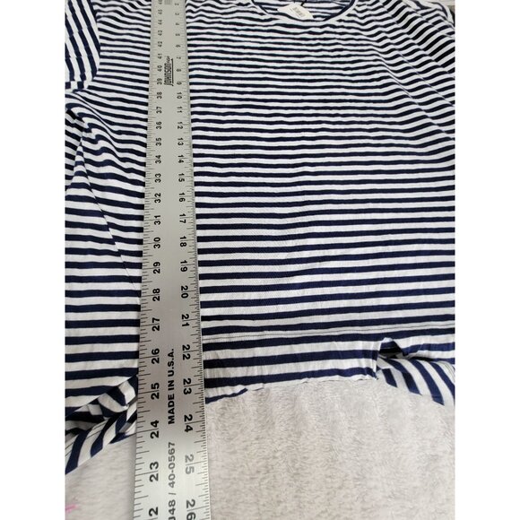 7 For All Mankind Womens Striped Long-Sleeve Tie-Hem Top XL Navy/White New - Picture 8 of 8